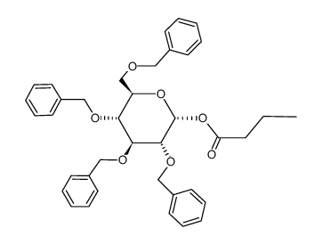 1-O-butanoyl-2,3,4,6-tetra-O-benzyl-α-D-glucopyranose结构式