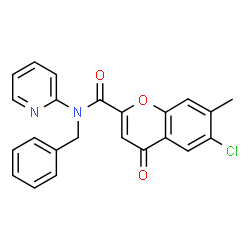 N-benzyl-6-chloro-7-methyl-4-oxo-N-(pyridin-2-yl)-4H-chromene-2-carboxamide structure
