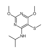 2,6-dimethoxy-5-methylsulfanyl-N-propan-2-ylpyrimidin-4-amine结构式