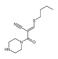 3-butylsulfanyl-2-(piperazine-1-carbonyl)prop-2-enenitrile结构式