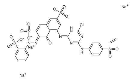 trisodium,(3Z)-5-[[4-chloro-6-(4-ethenylsulfonylanilino)-1,3,5-triazin-2-yl]amino]-4-oxo-3-[(2-sulfonatophenyl)hydrazinylidene]naphthalene-2,7-disulfonate结构式