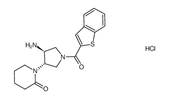 1-[(3S,4S)-4-amino-1-(benzo[b]thiophene-2-carbonyl)-pyrrolidin-3-yl]-piperidin-2-one hydrochloride Structure