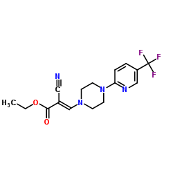 Ethyl (2E)-2-cyano-3-{4-[5-(trifluoromethyl)-2-pyridinyl]-1-piperazinyl}acrylate结构式