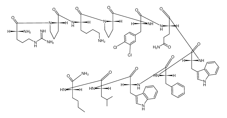 substance P, Arg(1)-Cl2-Phe(5)-Asn(6)-Trp(7,9)-Nle(11)-结构式