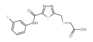 {[(5-{[(3-Fluorophenyl)amino]carbonyl}-1,3,4-thiadiazol-2-yl)methyl]thio}acetic acid结构式