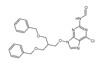 9-(3-Benzyloxy-2-benzyloxymethylprop-1-oxy)-6-chloro-2-formamidopurine结构式