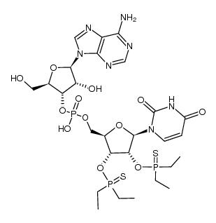 2',3'-O-bis-diethylphosphinothioyluridylyl-(5'-3')-adenosine结构式
