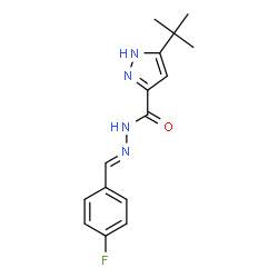 3-tert-butyl-N'-(4-fluorobenzylidene)-1H-pyrazole-5-carbohydrazide结构式