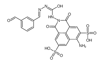 6-amino-2-[[(E)-(3-formylphenyl)methylideneamino]carbamoylamino]-1,3-dioxobenzo[de]isoquinoline-5,8-disulfonic acid Structure