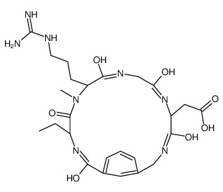 2-[(5S,11S,14R)-11-[3-(diaminomethylideneamino)propyl]-14-ethyl-12-methyl-4,7,10,13,16-pentaoxo-3,6,9,12,15-pentazabicyclo[15.3.1]henicosa-1(21),17,19-trien-5-yl]acetic acid Structure