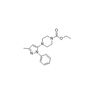 Ethyl 4-(3-methyl-1-phenyl-1H-pyrazol-5-yl)piperazine-1-carboxylate Structure