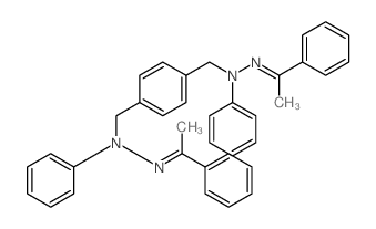 N-(1-phenylethylideneamino)-N-[[4-[[phenyl-(1-phenylethylideneamino)amino]methyl]phenyl]methyl]aniline structure