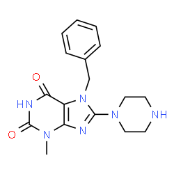 7-benzyl-3-methyl-8-(piperazin-1-yl)-3,7-dihydro-1H-purine-2,6-dione结构式