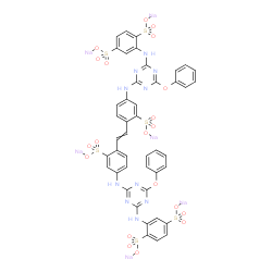 hexasodium 2,2'-[vinylenebis[(3-sulphonato-4,1-phenylene)imino(6-phenoxy-1,3,5-triazine-4,2-diyl)imino]]bis(benzene-1,4-disulphonate)结构式