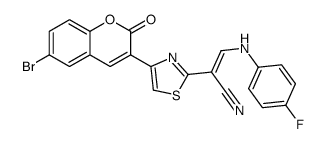 2-[4-(6-bromo-2-oxochromen-3-yl)-1,3-thiazol-2-yl]-3-(4-fluoroanilino)prop-2-enenitrile Structure