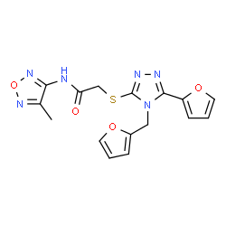 Acetamide, 2-[[5-(2-furanyl)-4-(2-furanylmethyl)-4H-1,2,4-triazol-3-yl]thio]-N-(4-methyl-1,2,5-oxadiazol-3-yl)- (9CI) structure