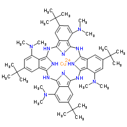 COPPER(II) 3,10,17,24-TETRA-TERT-BUTYL-1,8,15,22-TETRAKIS(DIMETHYLAMINO)-29H ,31H-PHTHALOCYANINE结构式