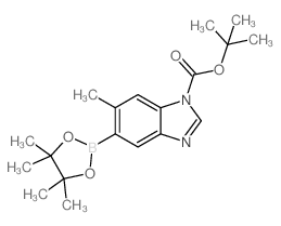 TERT-BUTYL 6-METHYL-5-(4,4,5,5-TETRAMETHYL-1,3,2-DIOXABOROLAN-2-YL)-1H-BENZO[D]IMIDAZOLE-1-CARBOXYLATE结构式