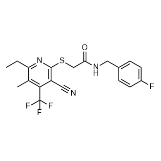 2-((3-Cyano-6-ethyl-5-methyl-4-(trifluoromethyl)pyridin-2-yl)thio)-N-(4-fluorobenzyl)acetamide picture