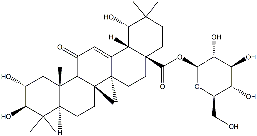 2α,3β,19α-Trihydroxy-11-oxoolean-12-en-28-oic acid [β-D-glucopyranosyl] ester结构式
