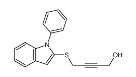 4-hydroxybut-2-ynyl 1-phenylindol-2-yl sulfide结构式