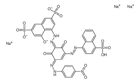 trisodium 4-[[2,6-dihydroxy-3-[(4-nitrophenyl)azo]-5-[(4-sulphonato-1-naphthyl)azo]phenyl]azo]-5-hydroxynaphtalene-2,7-disulphonate Structure