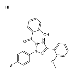 [3-(4-bromophenyl)-5-(2-methoxyphenyl)-1H-tetrazol-1-ium-2-yl]-(2-hydroxyphenyl)methanone,iodide Structure