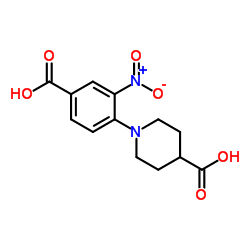 1-(4-Carboxy-2-nitrophenyl)-4-piperidinecarboxylic acid结构式