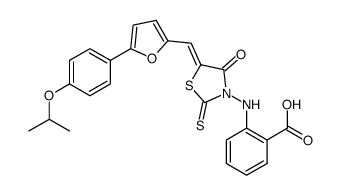 2-{5-[5-(4-isopropoxyphenyl)furan-2-ylmethylene]-4-oxo-2-thioxothiazolidin-3-ylamino}benzoic acid结构式