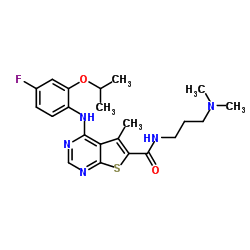 N-(3-(dimethylamino)propyl)-4-(4-fluoro-2-isopropoxyphenylamino)-5-methylthieno[2,3-d]pyrimidine-6-carboxamide picture