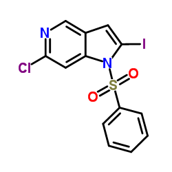 1-(Phenylsulfonyl)-6-chloro-2-iodo-5-azaindole Structure