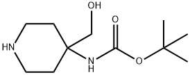 (4-(羟甲基)哌啶-4-基)氨基甲酸叔丁酯结构式