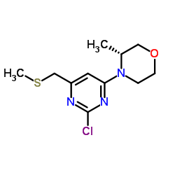 (R)-4-(2-chloro-6-(methylthiomethyl)pyrimidin-4-yl)-3-methylmorpholine structure
