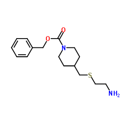 Benzyl 4-{[(2-aminoethyl)sulfanyl]methyl}-1-piperidinecarboxylate结构式