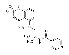 N-(1-(4-amino-2,2-dioxide-1H-benzo[c][1,2,6]thiadiazin-5-yloxy)-2-methylpropan-2-yl)isonicotinamide Structure