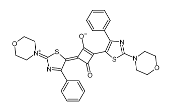 1,3-Bis(2-morpholino-4-phenyl-1,3-thiazol-5-yl)-2-oxo-cyclobutenylium-4-olate结构式
