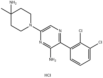 6-(4-amino-4-methylpiperidin-1-yl)-3-(2,3-dichlorophenyl)pyrazin-2-amine hydrochloride structure