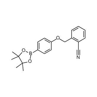 2-((4-(4,4,5,5-Tetramethyl-1,3,2-dioxaborolan-2-yl)phenoxy)methyl)benzonitrile structure