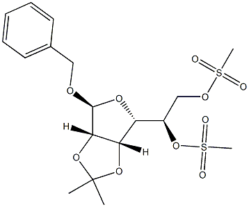 Benzyl 2-O,3-O-isopropylidene-α-D-mannofuranoside bis(methanesulfonate)结构式