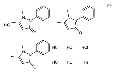 hexachlorotris(1,2-dihydro-1,5-dimethyl-2-phenyl-3H-pyrazol-3-one)diiron structure