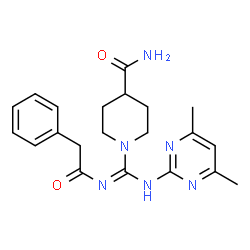 1-[N-(4,6-dimethylpyrimidin-2-yl)-N'-(phenylacetyl)carbamimidoyl]piperidine-4-carboxamide Structure