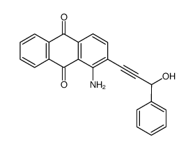 1-amino-2-(3-hydroxy-3-phenylprop-1-ynyl)-9,10-anthraquinone结构式