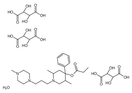 (2R,3R)-2,3-dihydroxybutanedioic acid,[2,5-dimethyl-1-[3-(4-methylpiperazin-1-yl)propyl]-4-phenylpiperidin-4-yl] propanoate,hydrate Structure