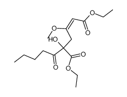 (E)-5-Hydroxy-3-methoxy-5-pentanoyl-hex-2-enedioic acid diethyl ester结构式