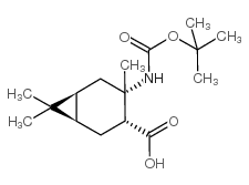 (1r,3r,4s,6s)-4-tert-butoxycarbonylamino-4,7,7-trimethyl-bicyclo[4.1.0]heptane-3-carboxylic acid结构式