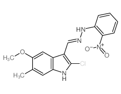 1H-Indole-3-carboxaldehyde,2-chloro-5-methoxy-6-methyl-, 2-(2-nitrophenyl)hydrazone structure