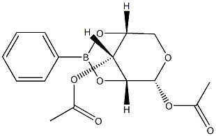 2-O,4-O-(Phenylboranediyl)-α-D-ribopyranose 1,3-diacetate结构式