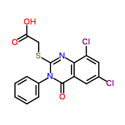 (6,8-DICHLORO-4-OXO-3-PHENYL-3,4-DIHYDRO-QUINAZOLIN-2-YLSULFANYL)-ACETIC ACID结构式
