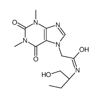 (+)-1,2,3,6-Tetrahydro-1,3-dimethyl-2,6-dioxo-N-(1-(hydroxymethyl)prop yl)purine-7-acetamide结构式