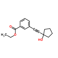 Ethyl 3-[(1-hydroxycyclopentyl)ethynyl]benzoate结构式